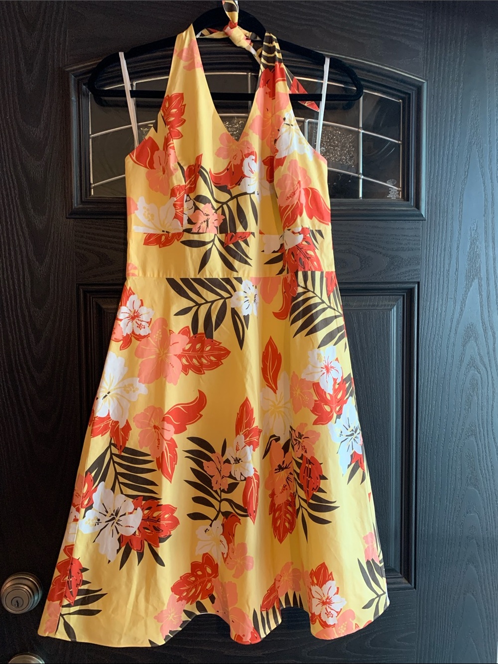 Like New Ann Taylor Factory Yellow Floral Halter Midi Dress
